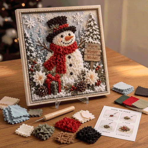 Christmas fabric poke art - christmas, 3d